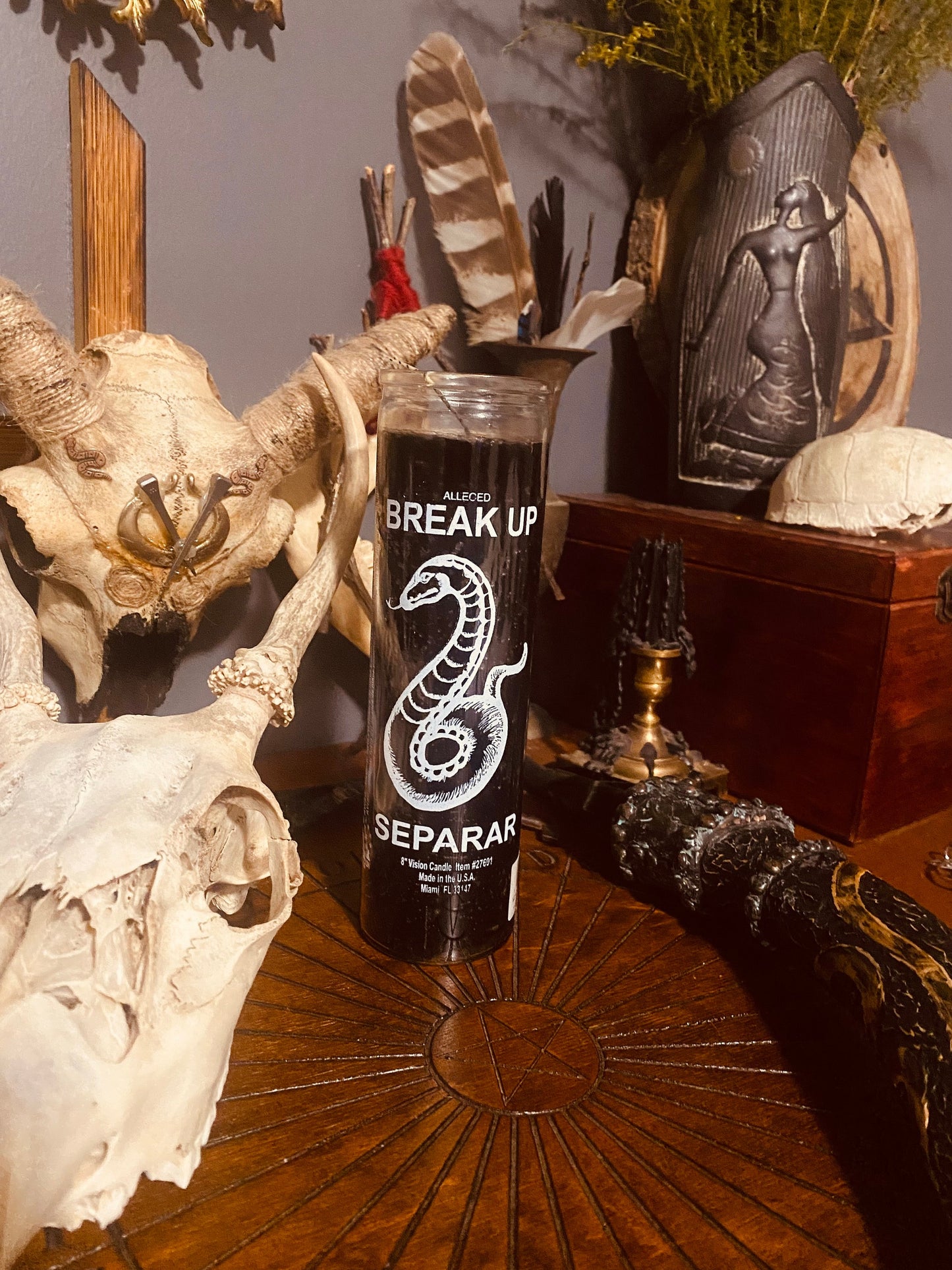 Break Up Snake Black 7 Day Candle